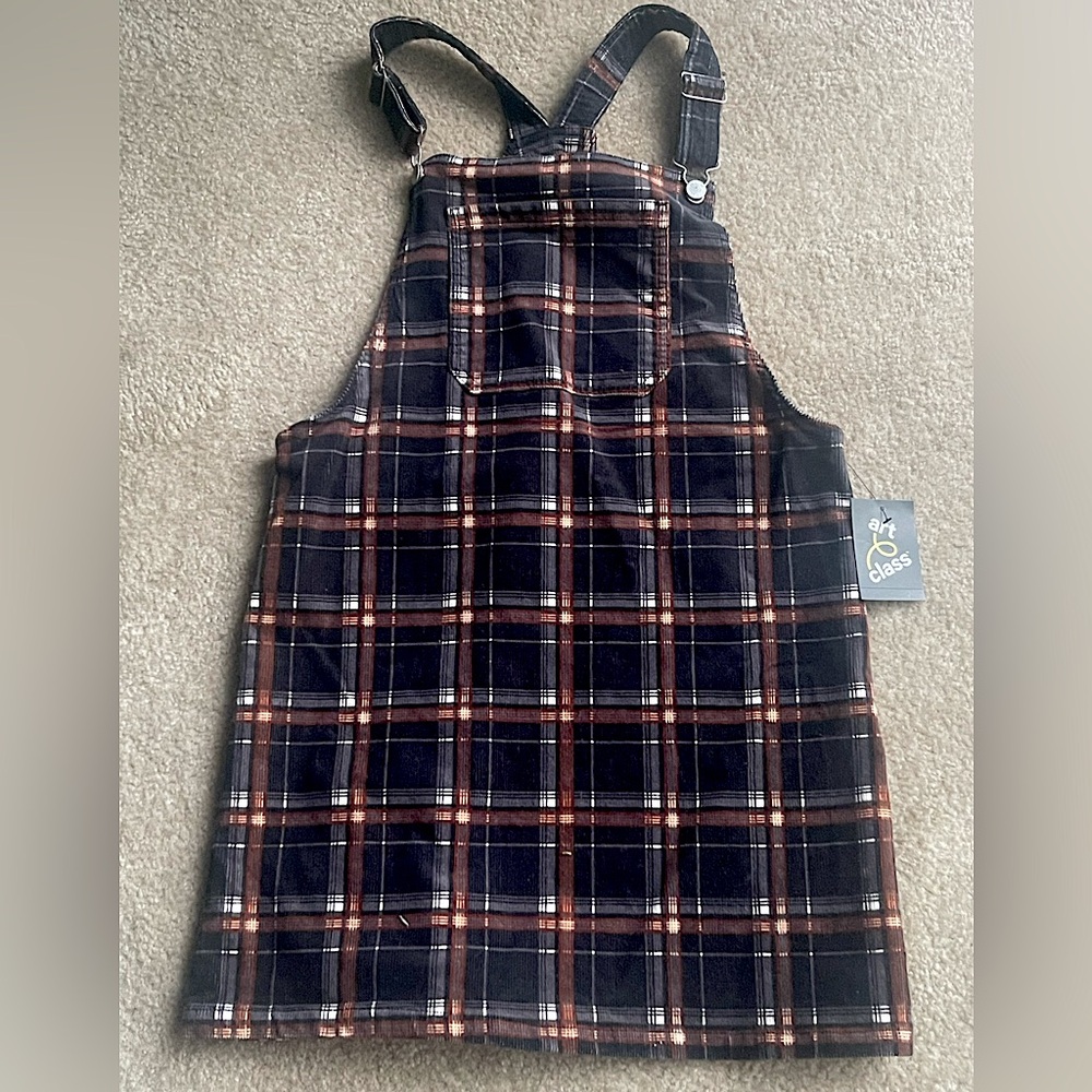 Art Class Plaid Coverall Dress
